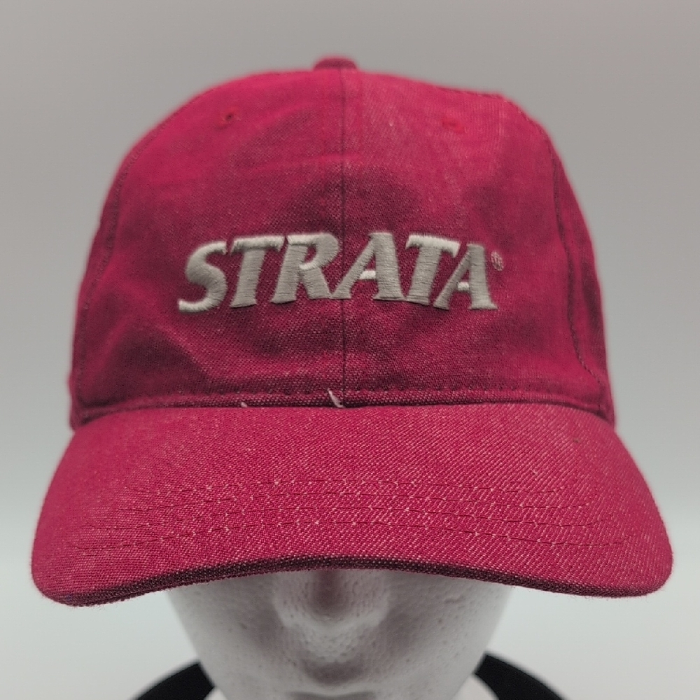 Strata| Vintage Red Cotton Cap Adjustable Velcro Strap